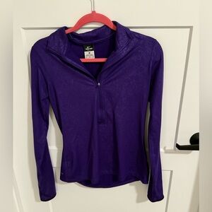 Nike Dri-Fit Purple Long Sleeve Quarter Zip Athletic Top Size M